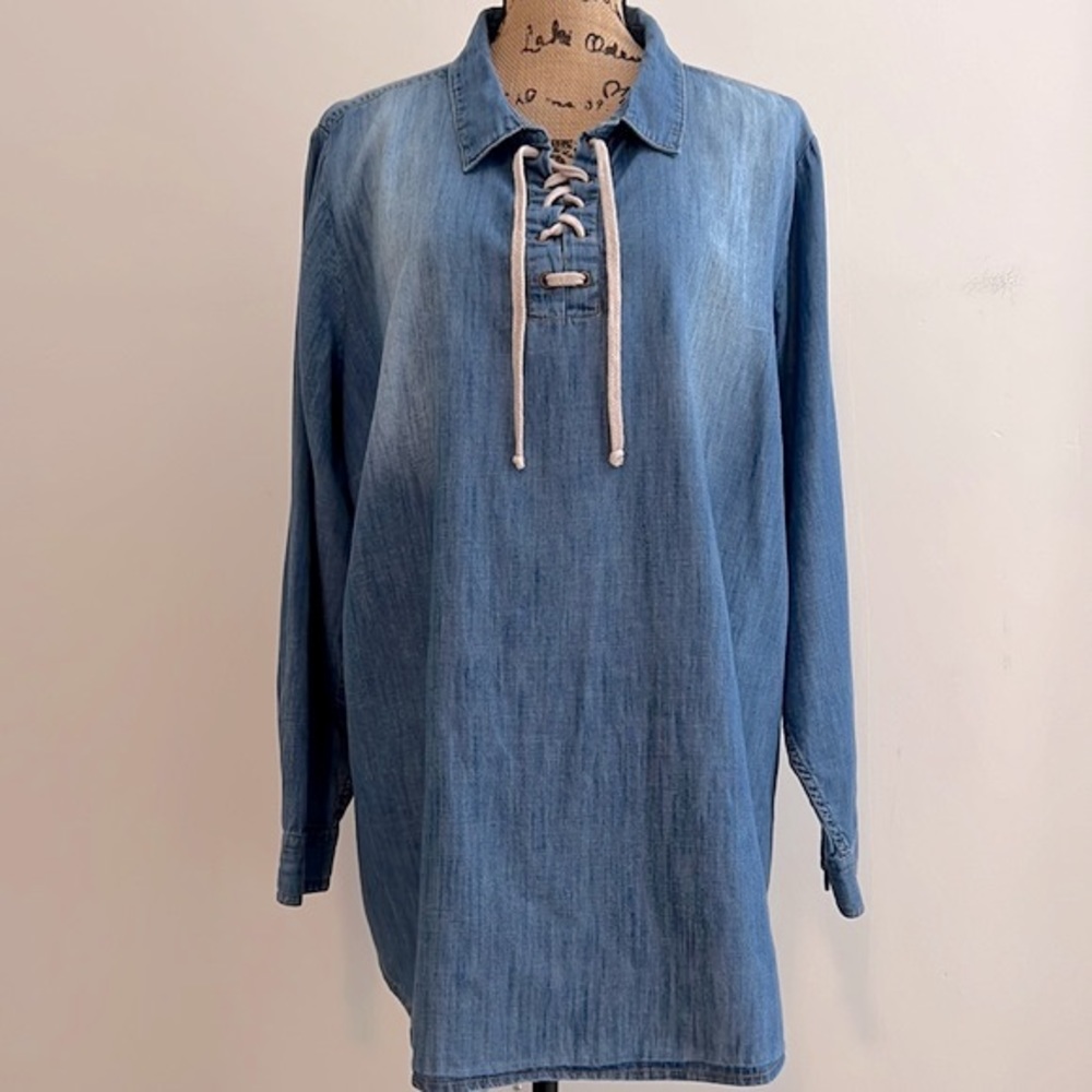 RUFF HEWN || Chambray Long Sleeve Tunic Top. Sz. - Picture 1 of 9